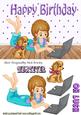 Little Girl with Her Laptop and Little Puppy