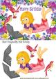 Girl in a Garden of Flowers on Her Laptop with Birds