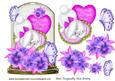 Be My Snuggle Bunny, in a Dome, Pink Flowers and Butterflies
