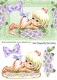 Little Girl with Butterfly on Her Bottom and Flowers