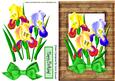Pretty Irises with Bow in a Wooden Frame