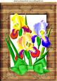 Pretty Irises with Bow in a Wooden Frame A4