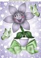 Cartoon Face with Lilac Flower and Butterflies A4