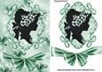Vintage Silhoutte Lady in Ornate Frame with Bow in Green