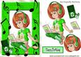 Girl with Her Laptop in Green & Mp3 Player Lets Make Music