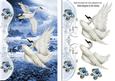 Beautiful Fantasy Swans with the Ocean, and Blue Roses