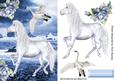 Beautiful White Horse with the Ocean and Swan , Blue Roses