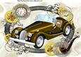 Nostalgic Vintage Car in Clock Steampunk Frame A4