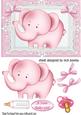 Cute Pink Baby Elephant, with Bows, Bottle & Dummy