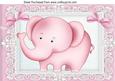 Cute Pink Baby Elephant, with Bows A4