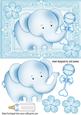 Cute Blue Baby Elephant, with Buttons, Bottle & Rattle