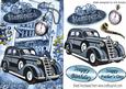 Blue Vintage Sudan Car with Steampunk