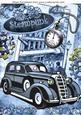 Blue Vintage Sudan Car with Steampunk A4