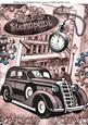 Brown Vintage Sudan Car with Steampunk A4