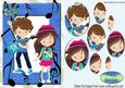 Pop Singers Boy and Girl Oval Pyramids in Blue