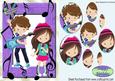 Pop Singers Boy and Girl Oval Pyramids in Purple