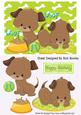 Playful Puppies with Dish and Ball