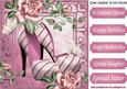 Pretty Pink Stripe Shoes with Roses and Butterflies 8x8