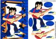 Rockstar Dude in Blue with Guitar in Music Frame