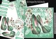 Pretty Turq Stripe Shoes with Flowers 8x8 Mini Kit