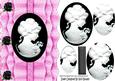 Pretty Black Detail Cameo Lady with Roses Frill Edge Card