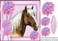 Pretty Palomino Horse with Pink Chrysanthemums 8x8