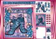 Pretty Blue/pnk Vintage Lace Boot, Blue Flowers 8x8 Mini Kit