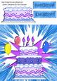 Blue Birthday Cake with Balloons & Candles 8x8