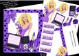 Trendy Lady in Purple with Her Laptop & Makeup 8x8 Mini Kit