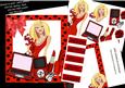 Trendy Lady in Red with Her Laptop & Makeup 8x8 Mini Kit