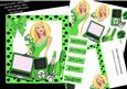 Trendy Lady in Green with Her Laptop & Makeup 8x8 Mini Kit
