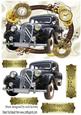 Lovely Black Vintage Car in Gold Frame of Vintage Clocks