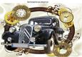 Lovely Black Vintage Car in Gold Frame of Vintage Clocks A4