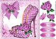 Pretty Pink Polka Dot Shoes with Roses and Bow 8x8