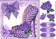 Pretty Purple Polka Dot Shoes with Roses and Bow 8x8