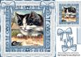 Cute Kitty with Mouse! Card Front and Topper 8x8