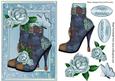 Blue Lace Vintage Boot with Painted Blue Roses