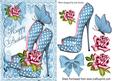 Pretty Blue Polka Dot Shoe, with Pink Roses for Birthday