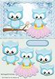 Cute Owls Sitting on a Branch and Flower