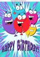 Funny Face Balloons with Purple Words for Birthday A4