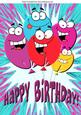 Funny Face Balloons with Pink Words for Birthday A4