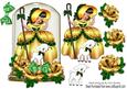 Little Bo Peep, with Her Little Lamb, Gold Rose & Bow