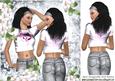 Pretty Girl Posing in Silver Headband, Jeans & Flowers 8x8