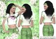Pretty Girl Posing in Green Headband, Jeans & Flowers 8x8