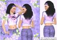 Pretty Girl Posing in Purple Headband, Jeans & Flowers 8x8