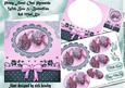 Pretty Pink Floral Oval Pyramids with Bows 8x8 Mini Kit