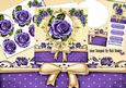 Purple Roses in Ornate Frame Oval Pyramids with Bow 8x8 Kit