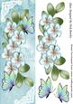Cascading Blue Flowers with Rainbow Butterflies Tall Dl