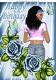 Pretty Girl with Blue Roses & Butterflies A4
