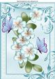 Pretty Blue Flowers with Butterflies in Ornate Frame A4